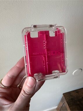 Official Nintendo DS Pink Clear Game Card Storage Case Holder Holds 16 Games